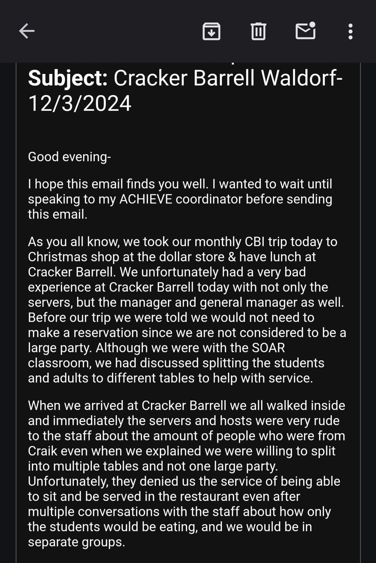 马里兰州Cracker Barrel餐厅拒绝服务特殊教育学生引发众怒