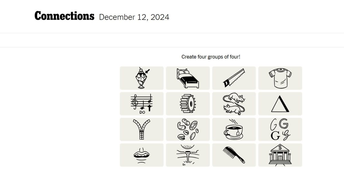 《纽约时报》拼图游戏“Connections”12月12日答案揭晓
